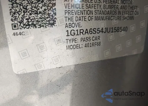 2018 Chevrolet Volt Lt from USA, damaged, VIN 1G1RA6S54JU158540